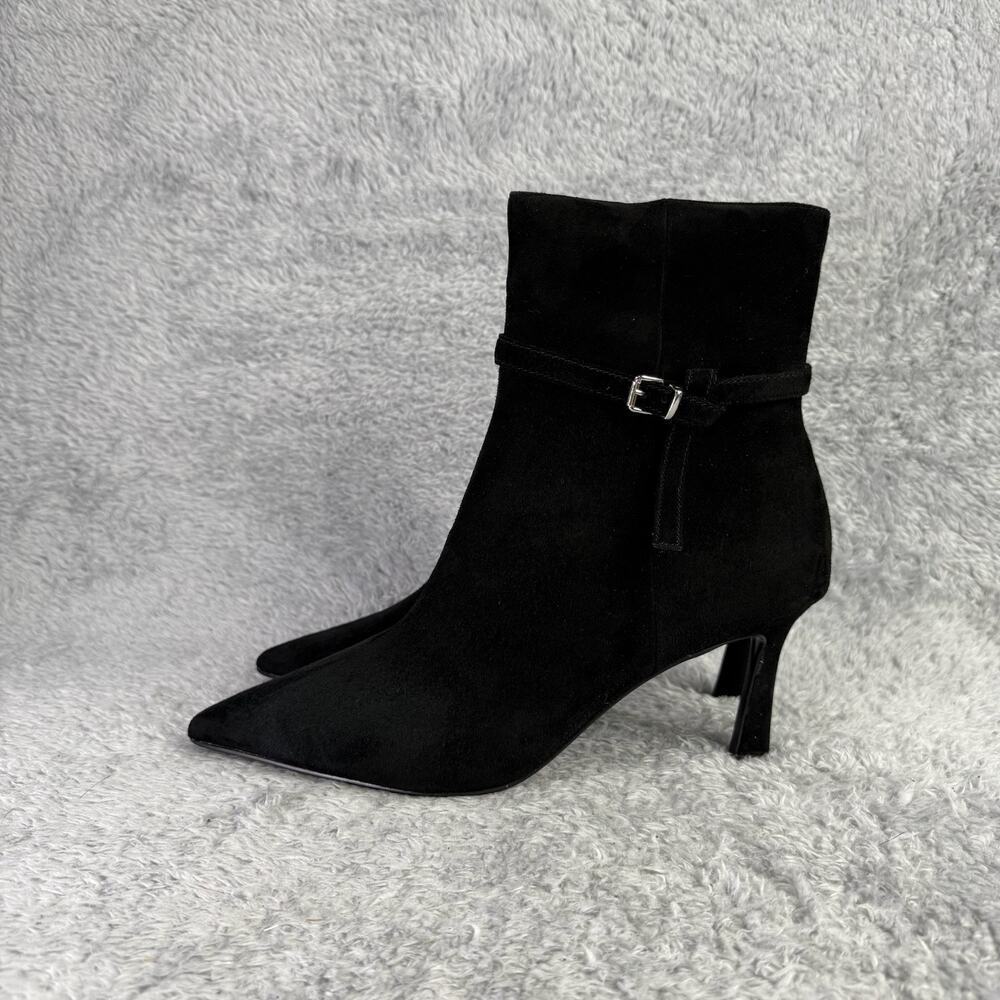 Steve Madden Layan Ankle Boot Women's Black Suede Size 11 Pointed Toe Bootie - Picture 2 of 12